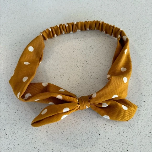Mustard Yellow Polka Dot Headband - Picture 2 of 2